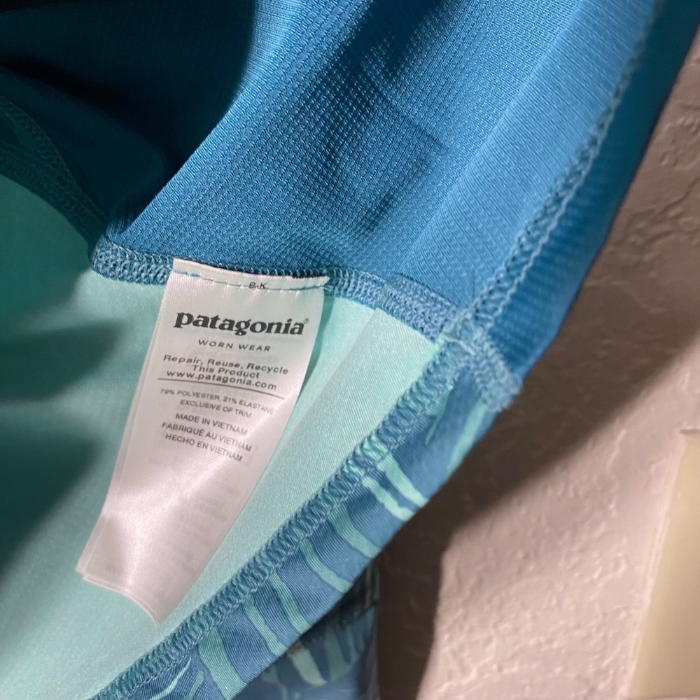 Patagonia Womens Capilene Midweight 1/4 Zip Pullover Teal Palm Print Size M - Picture 8 of 10